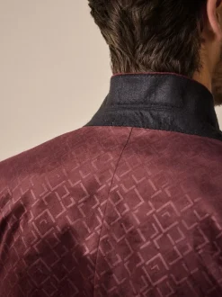 Bordeauxrood geometrisch - Slim Fit - Fluwelen blazer met patroon