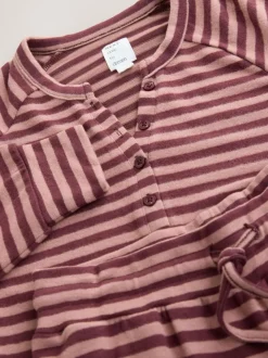 Bordeauxrood gestreept - Behaaglijke pyjama met lange mouwen