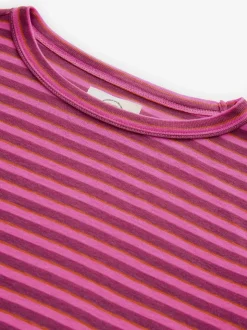 Bordeauxrood gestreept - T-shirt met lange mouwen en ronde hals