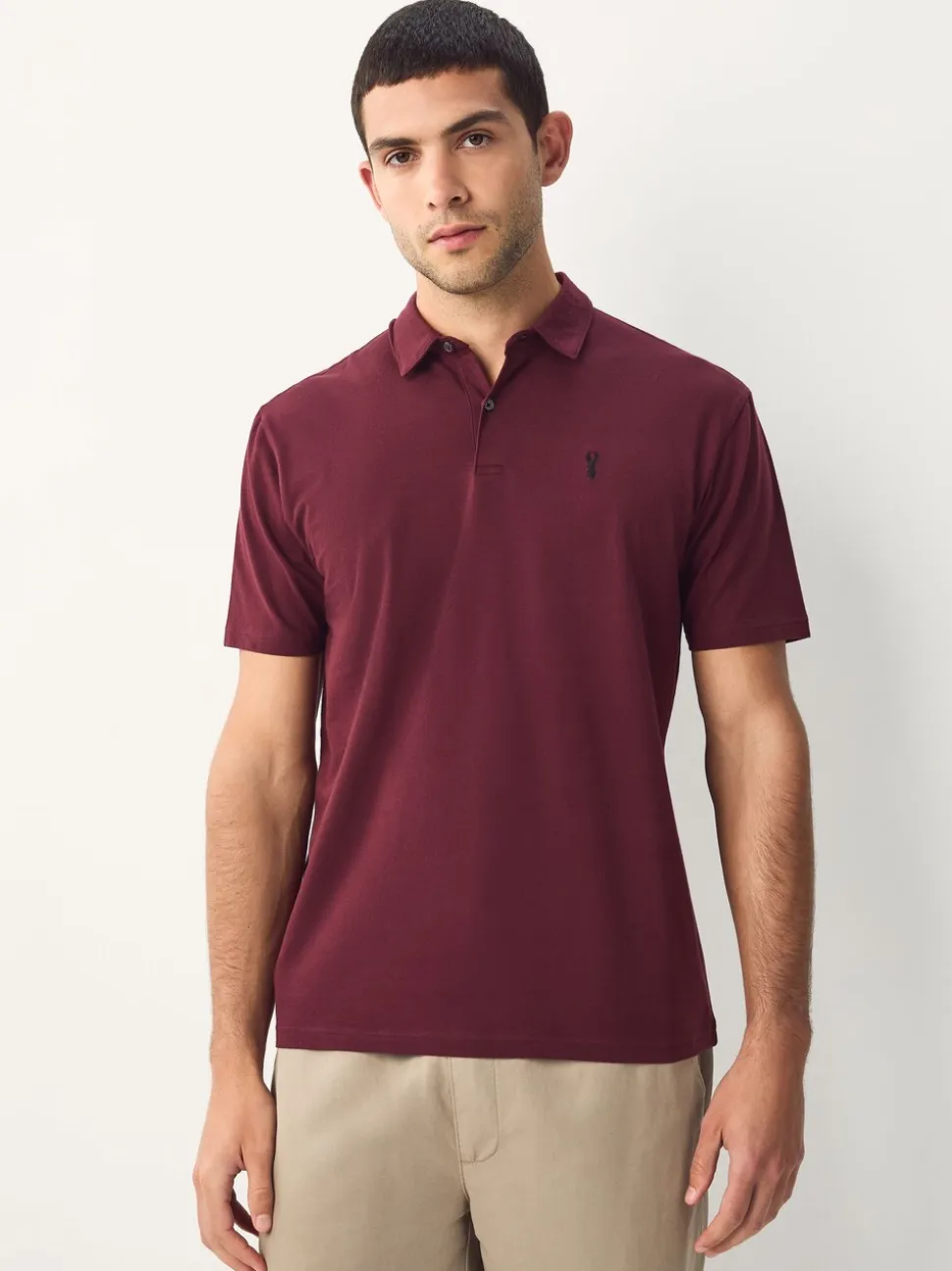 Bordeauxrood/antracietgrijs/Ecru Crème - Set van 3 jersey poloshirts met korte mouwen