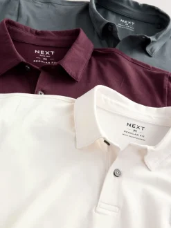 Bordeauxrood/antracietgrijs/Ecru Crème - Set van 3 jersey poloshirts met korte mouwen