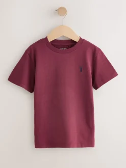Bordeauxrood/wit - T-shirts met korte mouwen en geborduurd rendier, verpakking van 4 (3-16jr)