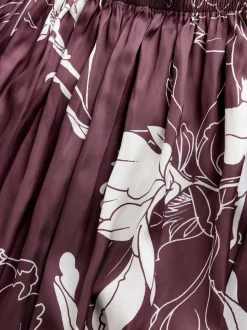 Brdeauxrood/ecru - Kew Collection Satin Midi Skirt