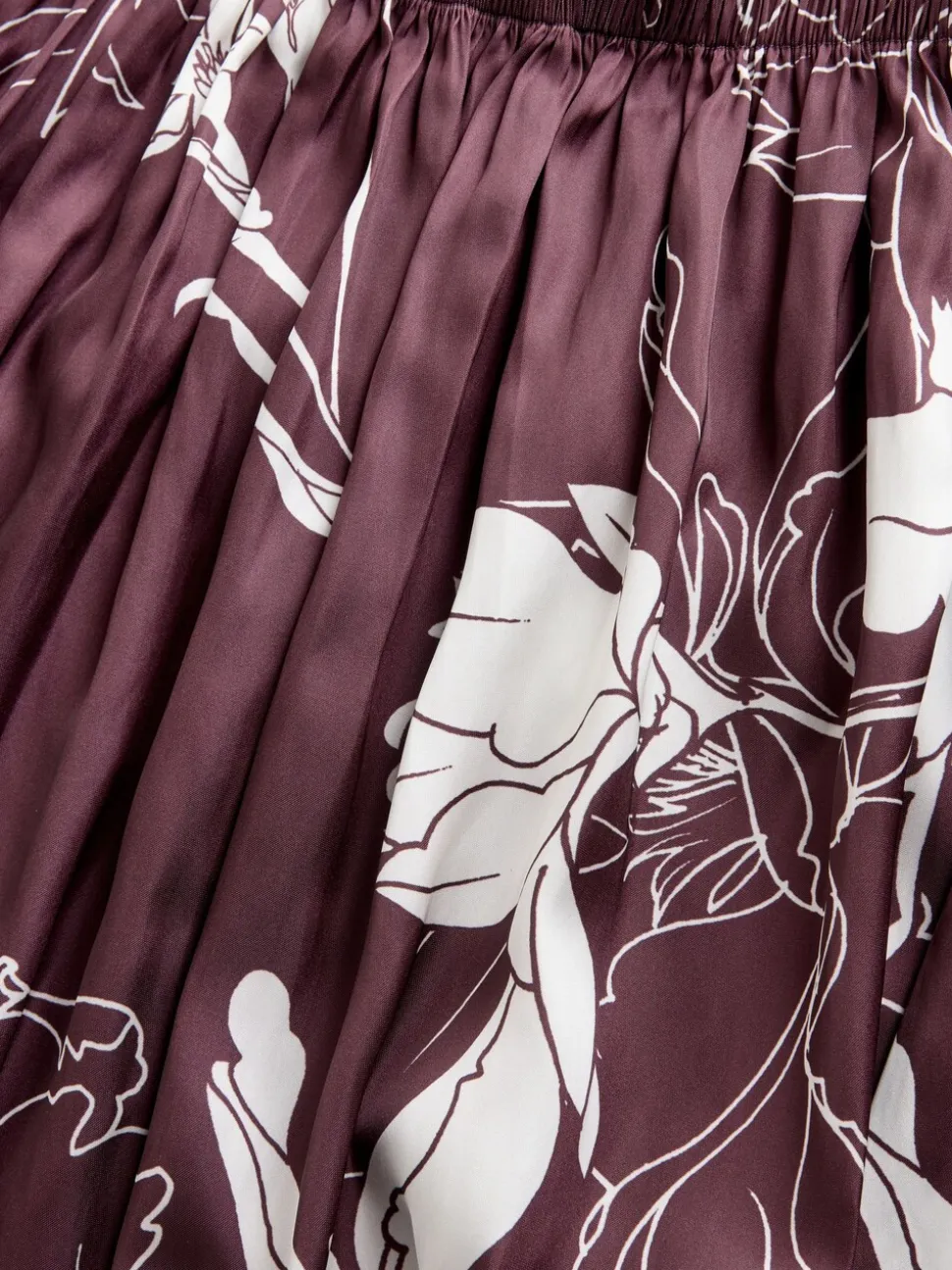 Brdeauxrood/ecru - Kew Collection Satin Midi Skirt