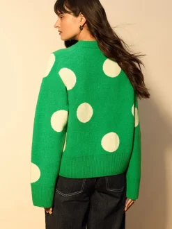 Bright Green Spot - Gebreide trui met ronde hals van wol