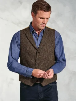 Brook Taverner Harris Tweed Herringbone Waistcoat