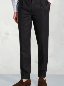 Brook Taverner Single Pleat Turn-Up Wool Trousers