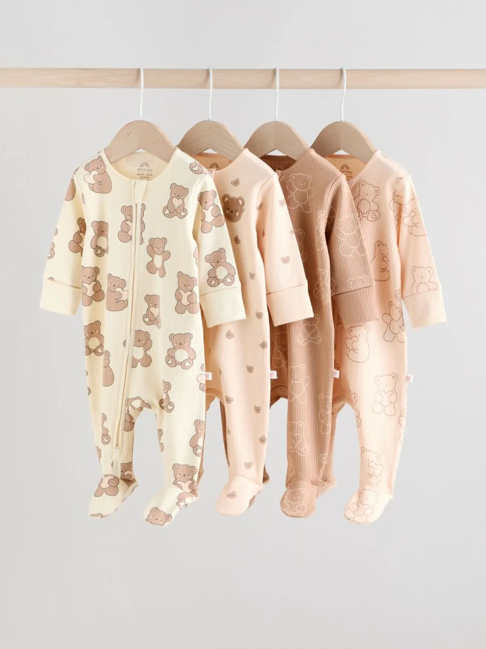 Bruin - 4 Pack Baby-pyjama's met tweewegrits (0mnd -2jr)