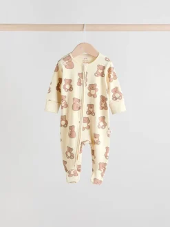 Bruin - 4 Pack Baby-pyjama's met tweewegrits (0mnd -2jr)