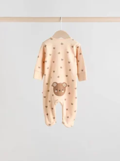 Bruin - 4 Pack Baby-pyjama's met tweewegrits (0mnd -2jr)