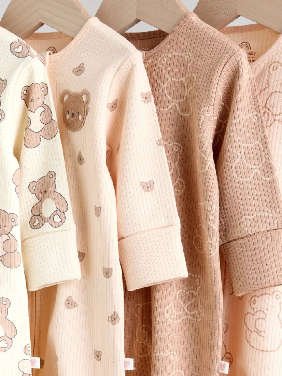 Bruin - 4 Pack Baby-pyjama's met tweewegrits (0mnd -2jr)