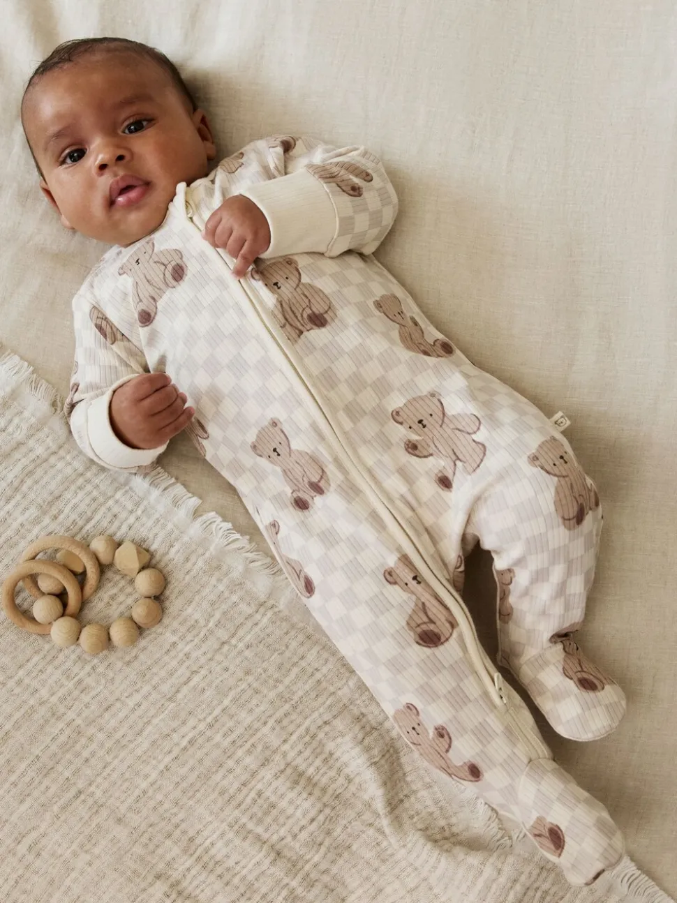 Bruin - Bear Print baby slaappakjes met tweezijdige rits 4 -pack (0mnd -2jaar)