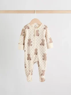 Bruin - Bear Print baby slaappakjes met tweezijdige rits 4 -pack (0mnd -2jaar)