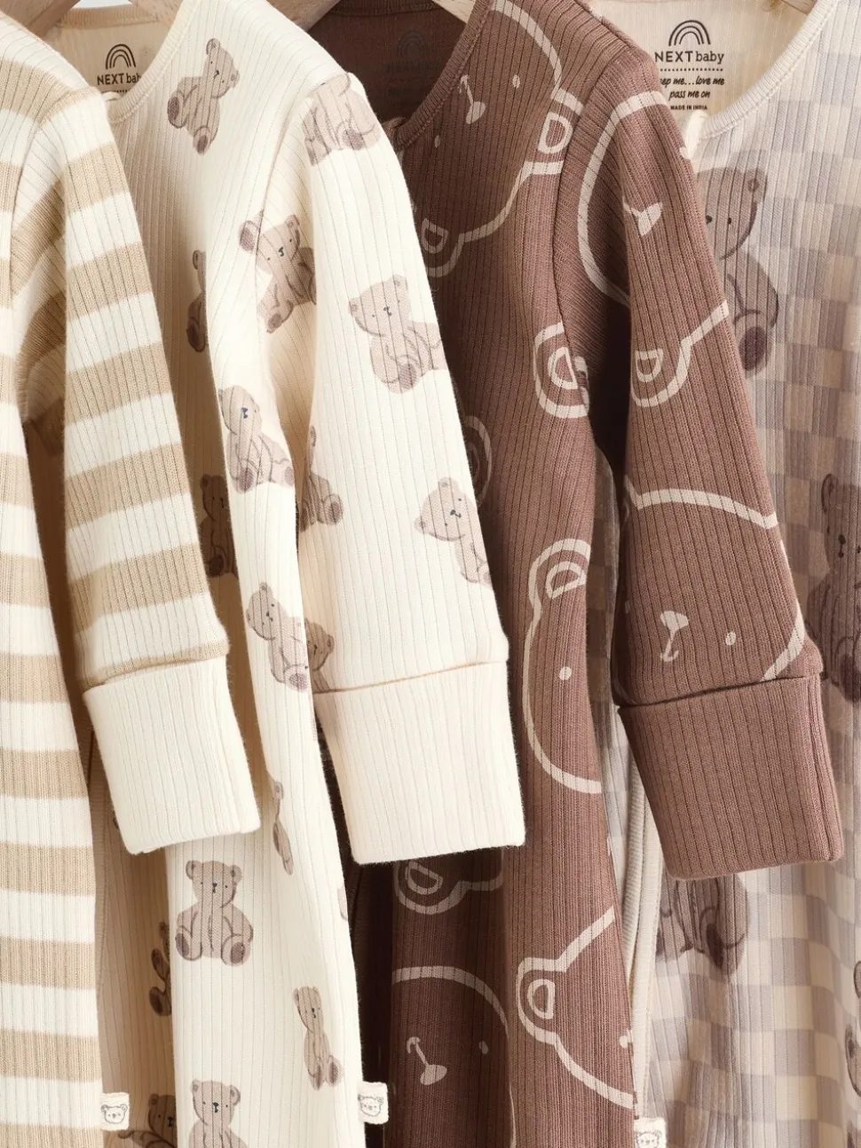 Bruin - Bear Print baby slaappakjes met tweezijdige rits 4 -pack (0mnd -2jaar)