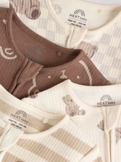 Bruin - Bear Print baby slaappakjes met tweezijdige rits 4 -pack (0mnd -2jaar)