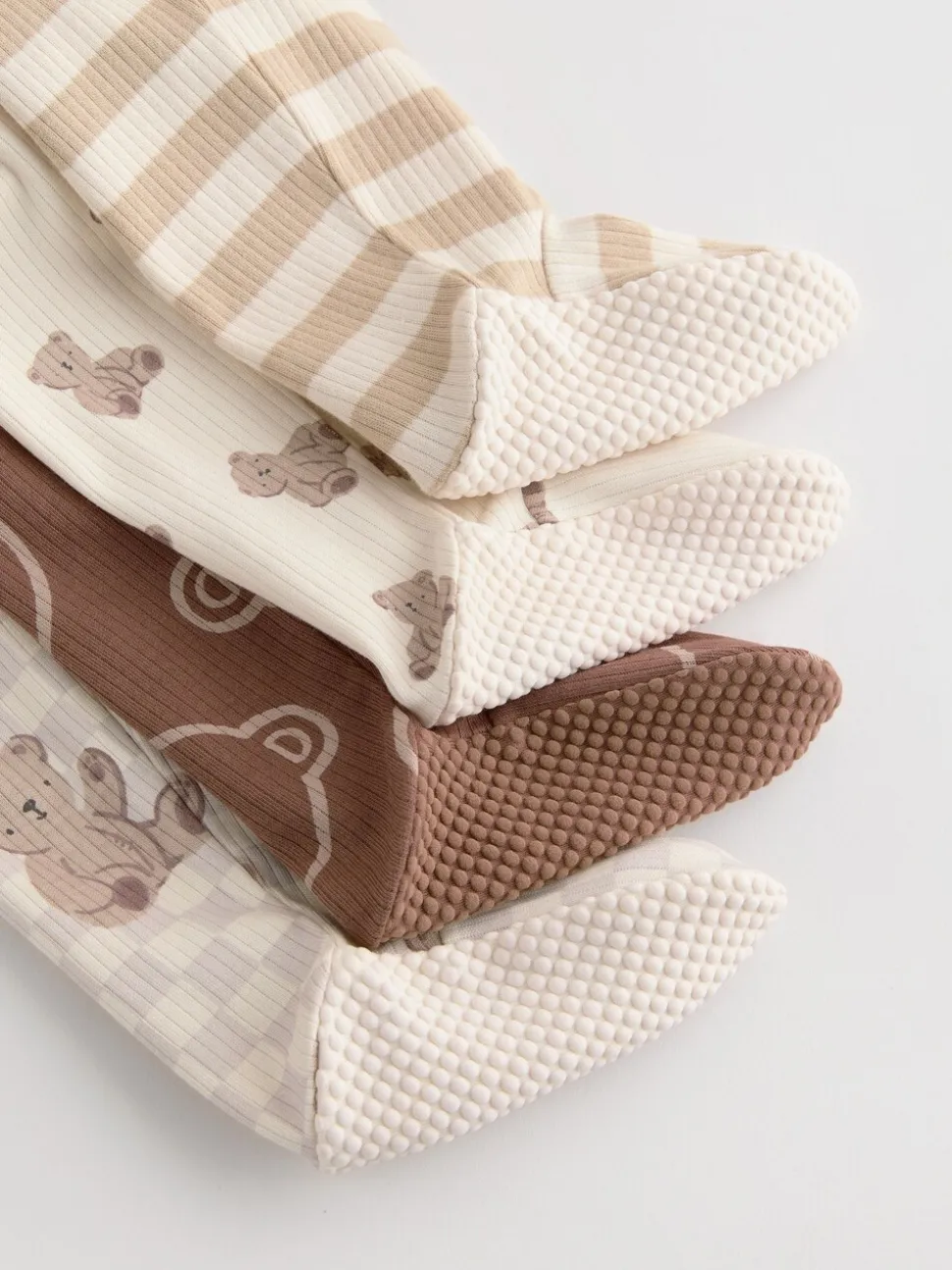 Bruin - Bear Print baby slaappakjes met tweezijdige rits 4 -pack (0mnd -2jaar)