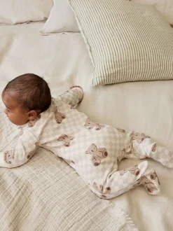 Bruin - Bear Print baby slaappakjes met tweezijdige rits 4 -pack (0mnd -2jaar)