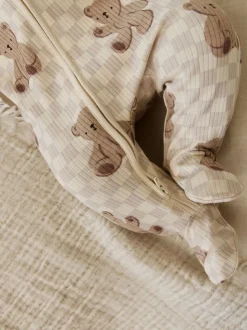 Bruin - Bear Print baby slaappakjes met tweezijdige rits 4 -pack (0mnd -2jaar)