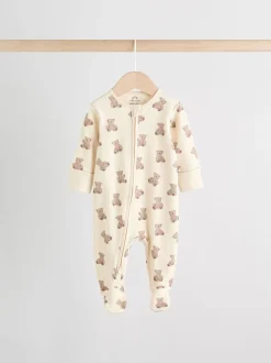 Bruin - Bear Print baby slaappakjes met tweezijdige rits 4 -pack (0mnd -2jaar)