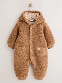 Bruin - Borg Baby Pramsuit Met capuchon