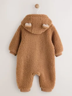 Bruin - Borg Baby Pramsuit Met capuchon