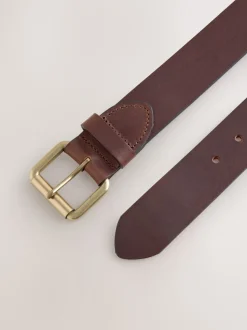 Bruin - Casual leren riem met rolgesp