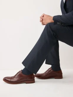 Bruin - Contrast Sole Leather Oxford Toecap Shoes