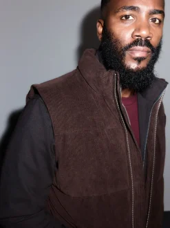 Bruin - Corduroy gewatteerde bodywarmer