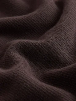 Bruin - Effen - Regular fit 100% katoenen premium trui met korte rits