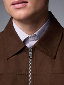 Bruin - Faux Suede Zip Through Collared Shacket