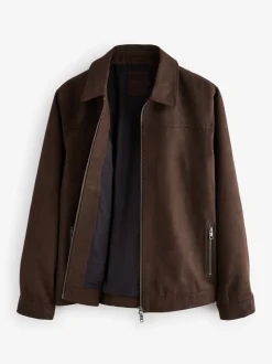 Bruin - Faux Suede Zip Through Collared Shacket