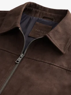 Bruin - Faux Suede Zip Through Collared Shacket