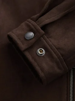 Bruin - Faux Suede Zip Through Collared Shacket