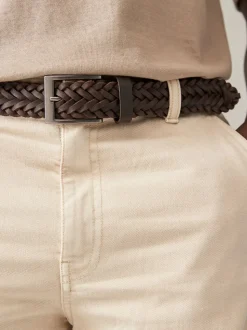 Bruin - Gevlochten leren riem