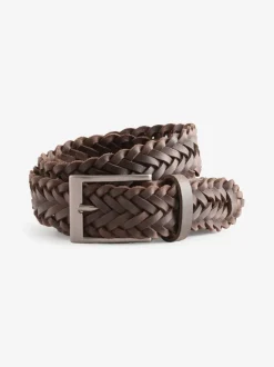 Bruin - Gevlochten leren riem