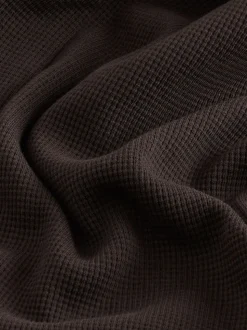 Bruin - Lange mouwen - Polo met lange mouwen en wafeltextuur