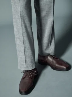 Bruin - Leren schoenen met contrasterende neus