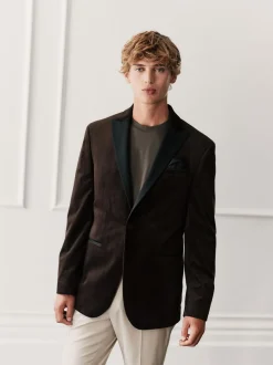 Bruin - Normale Pasvorm - Fluwelen blazer