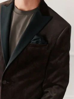 Bruin - Normale Pasvorm - Fluwelen blazer