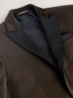 Bruin - Normale Pasvorm - Fluwelen blazer