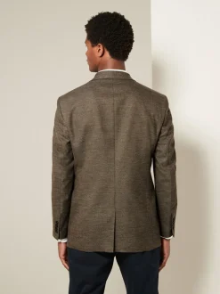 Bruin - Normale Pasvorm - Modieuze blazer met textuur