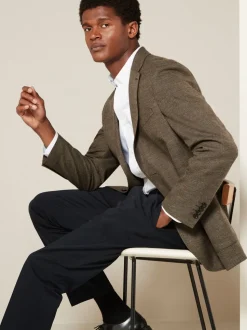 Bruin - Normale Pasvorm - Modieuze blazer met textuur
