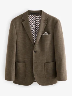 Bruin - Normale Pasvorm - Modieuze blazer met textuur