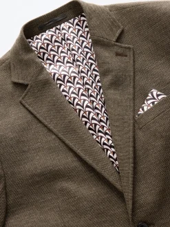 Bruin - Normale Pasvorm - Modieuze blazer met textuur