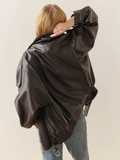 Bruin - Nothing Ordinary Faux Leather Funnel Collared Biker Jacket