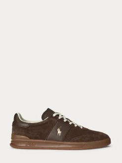 Bruin - Polo Ralph Lauren Hertitage Aera suède mix sneakers