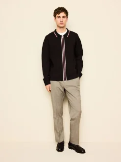 Bruin - Regular Fit Premium Mid Weight Tipped Zip Through Collared Cardigan