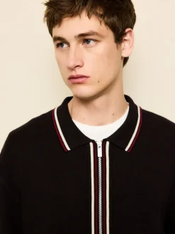 Bruin - Regular Fit Premium Mid Weight Tipped Zip Through Collared Cardigan
