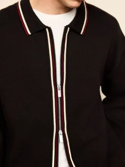 Bruin - Regular Fit Premium Mid Weight Tipped Zip Through Collared Cardigan