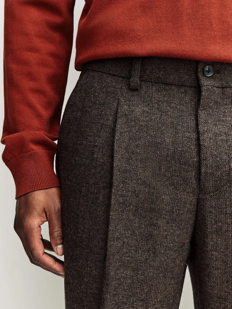 Bruin - Regular Tapered Fit Smart Textured Trousers With Wool